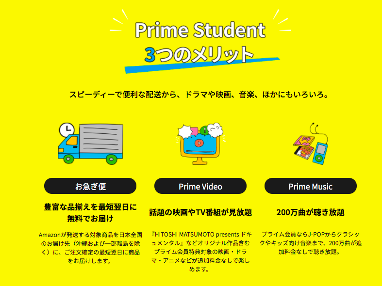 Amazon prime sutudentとは